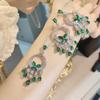 French Vintage Emerald Butterfly Tassel Earrings Earrings Heavy Industry Micro-Set Zircon Dinner Dress Pendant Necklace Women