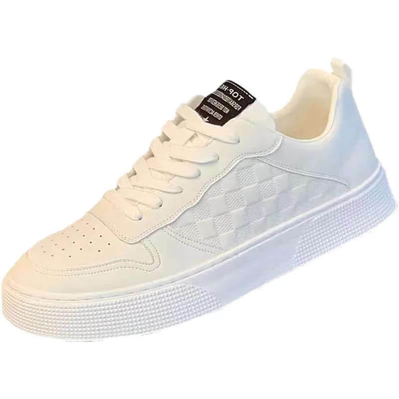 Men's White Board Shoes  Four Seasons Fashion British Style Flat Bottom Casual Shoes Outdoor Trendy Sports Shoes Slides