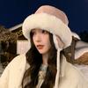 Женская теплая ветрозащитная плюшевая шляпа-горшок для женщин, шляпа из оленьей кожи и бархата для защиты ушей, подчеркивающая лицо, маленькая утолщенная шляпа-рыбак