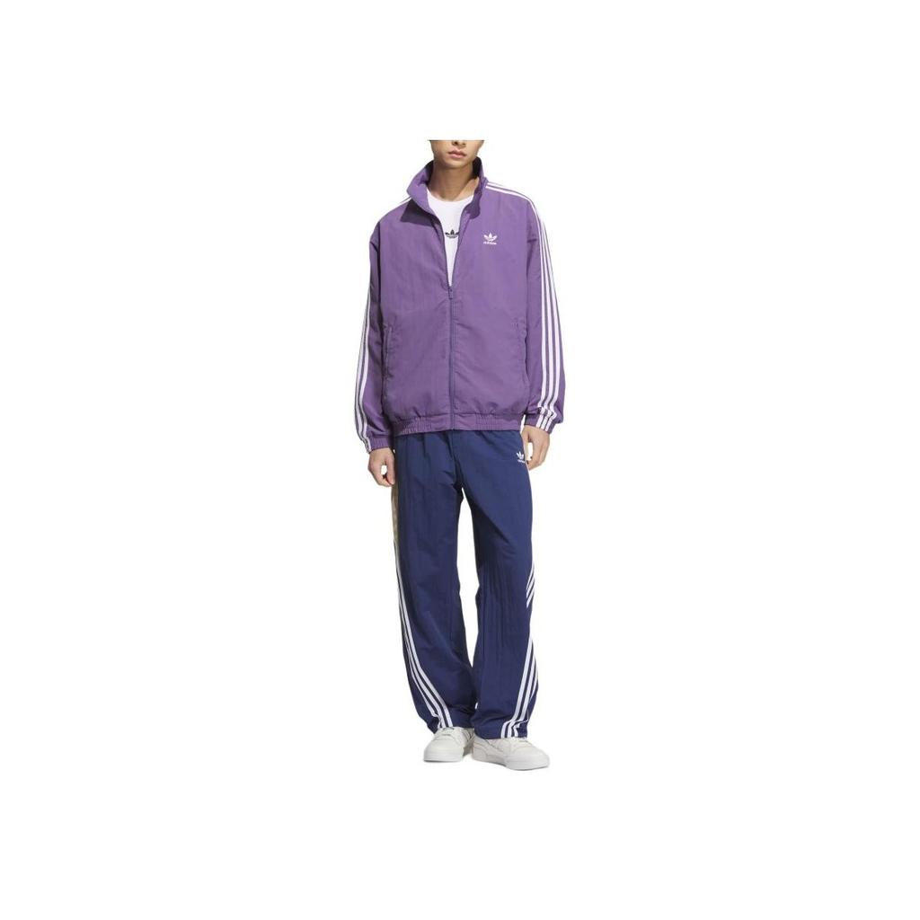 Adidas Originals Firebird Track Top Logo Sports Comfortable Stand Collar Long Sleeve Jacket Men Jacket Tech-Purple KC1456