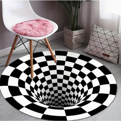 3D Клетчатый Круглый Ковер для Зоны Спальня Кухонный Коврик Стираемый Ковер для Акцента на Пол в Помещении Ковер для Ванной Комнаты для Гостиной Домашнего Офиса Прихожей