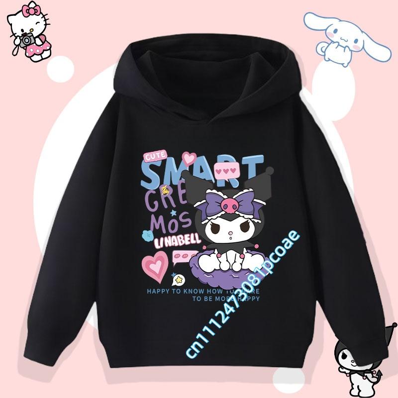 2026 New Kurumi Children's Hooded Sweatshirt Boys' Sport Shirt Girls' Casual Top Sanrio Cartoon Print Fall/Winter Pullover Shirt