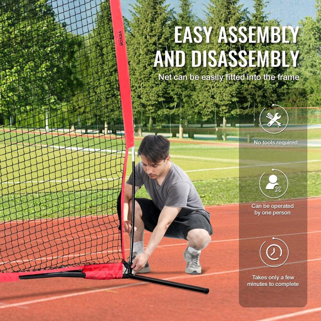 Barricade Backstop Net, 16x10 ft Ball Sports Barrier Netting, Portable Practice Equipment with Carry Bag, Protection Screen for Baseball Softball