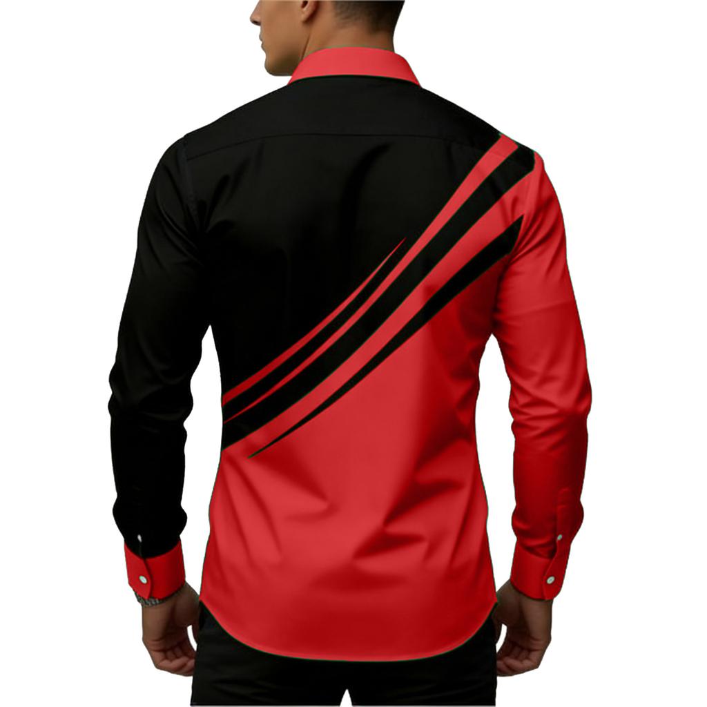 Мужские рубашки с длинным рукавом, рубашки в стиле business casual, мужские рубашки на пуговицах с отложным воротником и цветными блоками