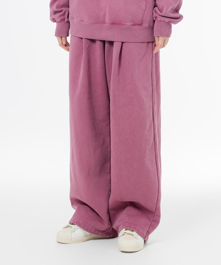 MOZMOZ Terry Brushed Pigment Wide One-Pleat String Training Pants Pink