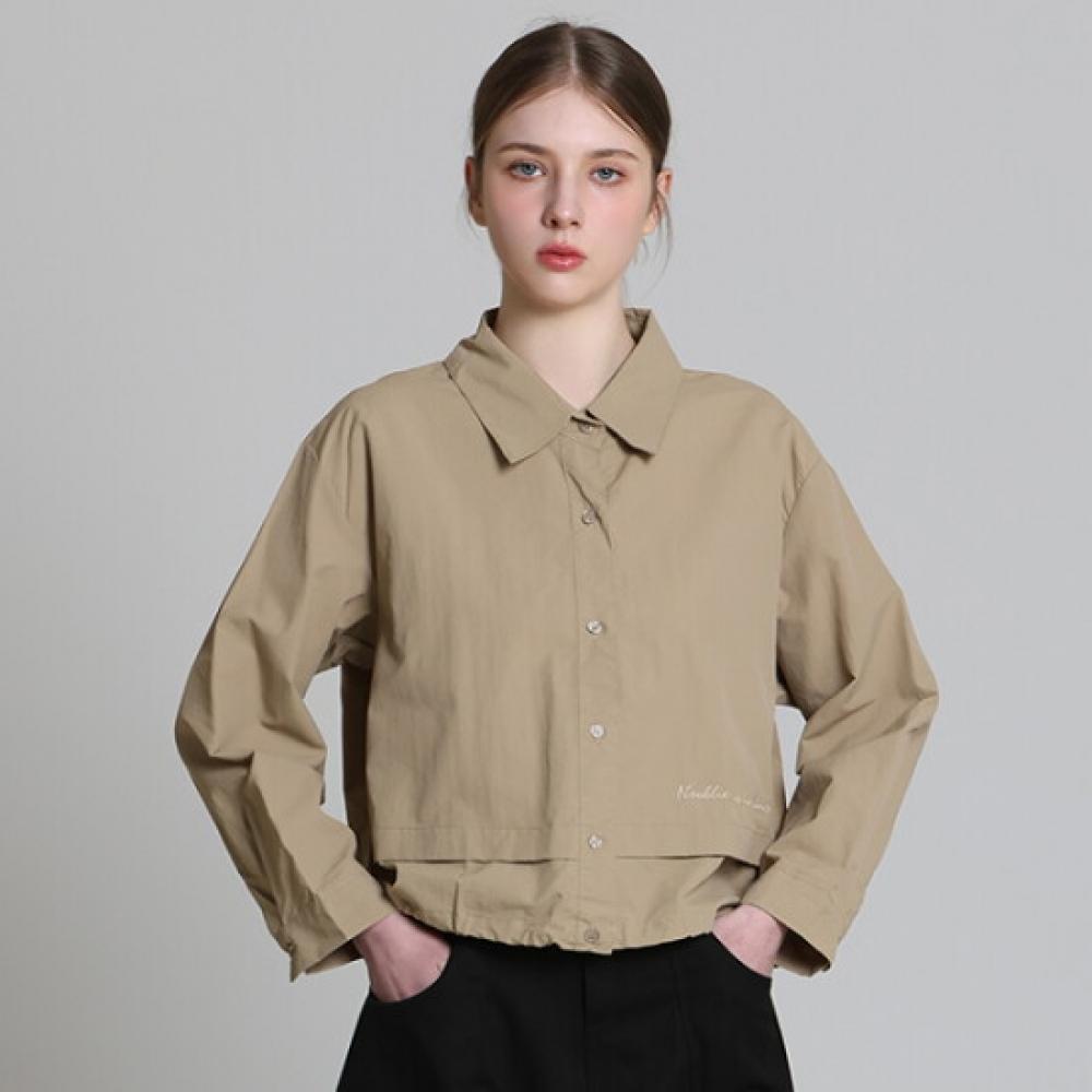 Ozoc Nylon Lettering Stopper Shirt Jacket