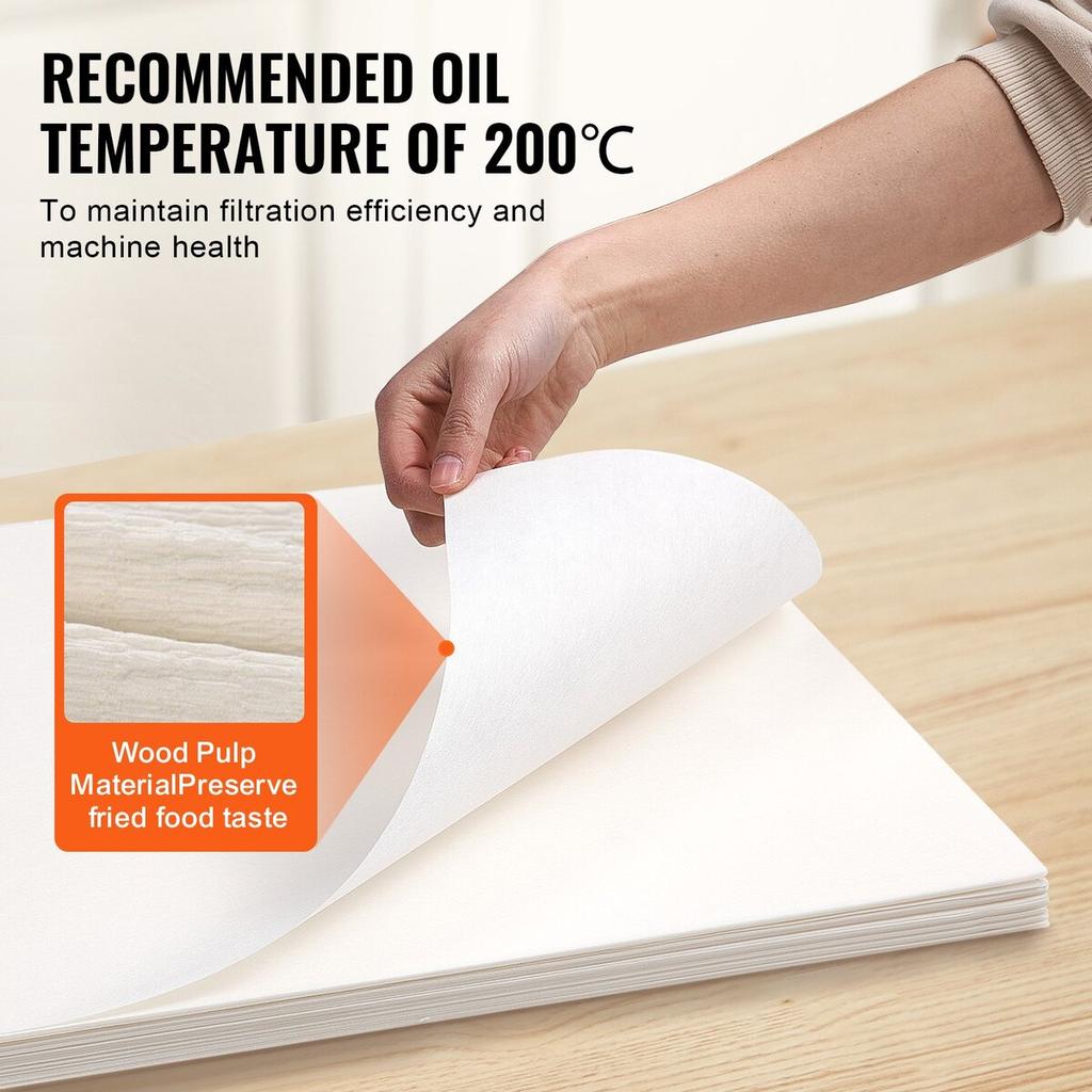 Fryer Filter Paper, 100 Sheets, 25.7" x 16.9", Replacement Deep Fryer Filter Sheets for 55L Commercial Mobile Fryer Filter Machine, for Restaurant,