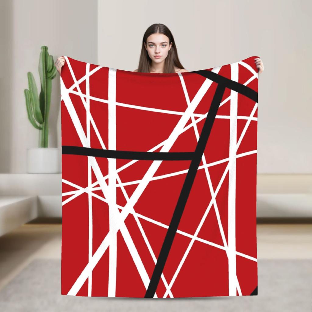 Warm Cozy Blankets Plane Travel Van Halen Blue Rock Stripes Throw Blanket Graphic  Bedspread For Sofa Home