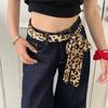 Long Narrow Scarf Leopard Print Multipurpose Skinny Neckerchief Neck Wrap Headband for Fashionable Women Waist Belt