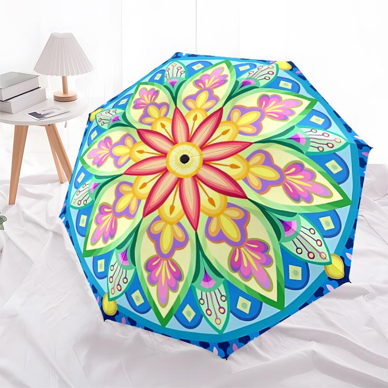 1pc Mandala Symmetry Automatic Cute Umbrella 8-Bone Design Compact Gear for Outdoor Travel, Perfect Holiday Gift yy251230028
