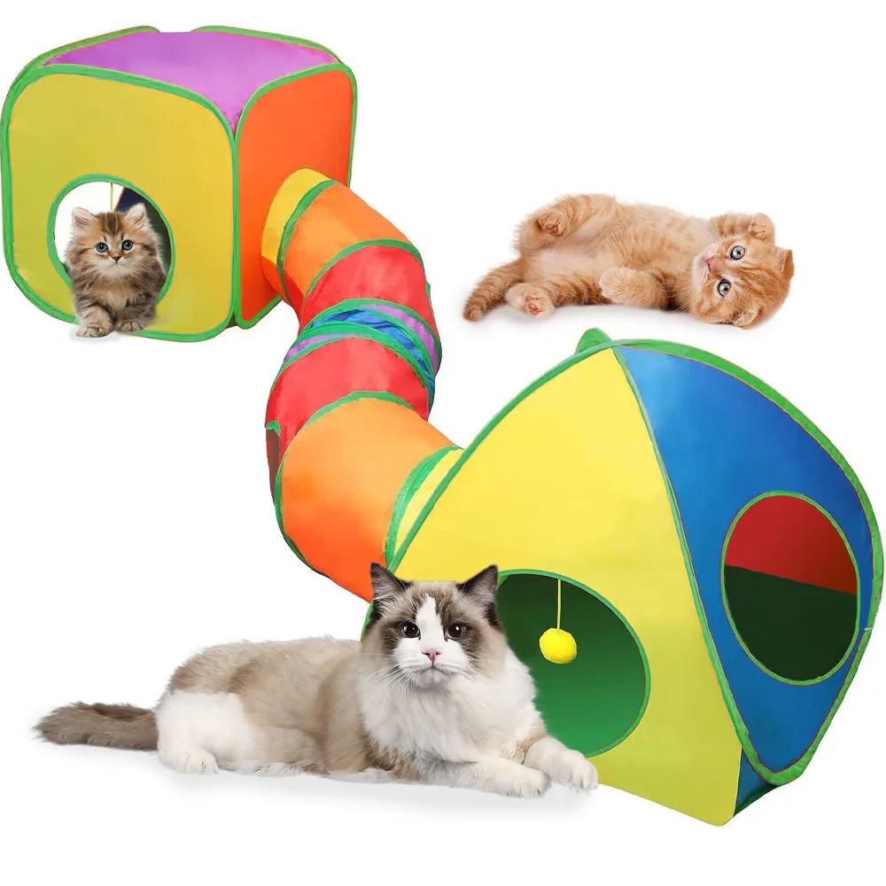 Товары для животных Cat S Pass Play Tunnel Складной туннель для кошек Cat Tunnel Игрушка для кошек Дышащая дрель-ствол для дома Громкий