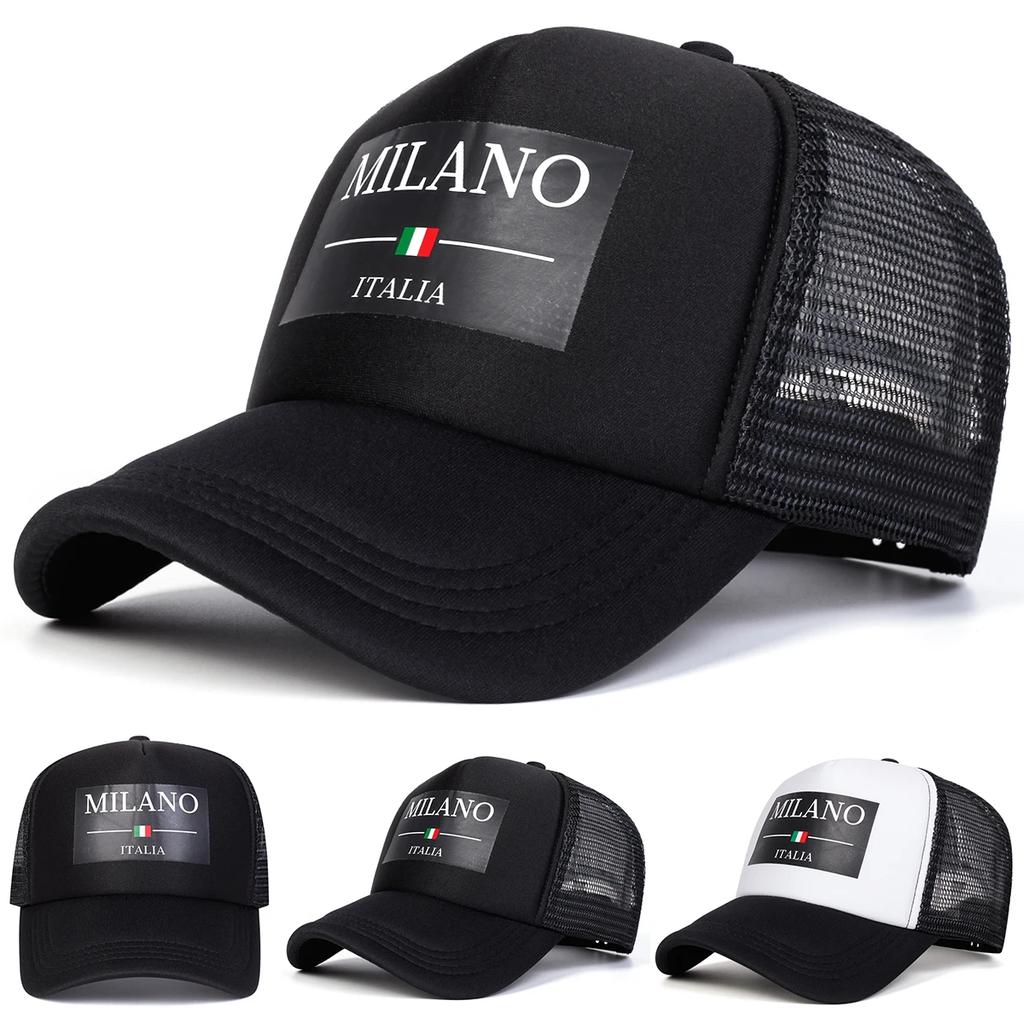 Унисекс Сетчатые Бейсболки MILANO ITALIA с Принтом Букв Весна Лето На Открытом Воздухе Регулируемые Повседневные Кепки Кепка от Солнца Спортивная Кепка