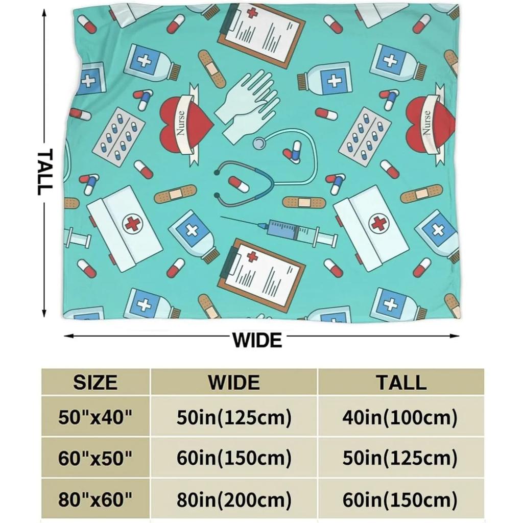 Nurse Medical Theme Blanket Nurse Gifts for Women Ultra Plush All Season Lightweight Cozy Flannel Throw Blanket for Bed Car Sofa