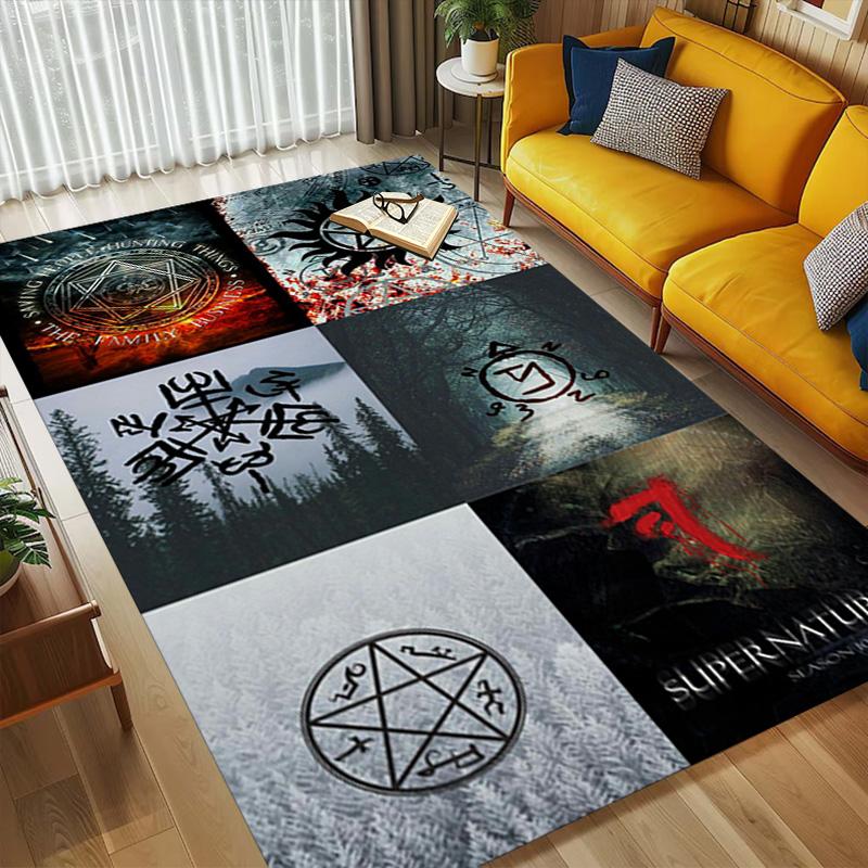 Supernatural Symbols Living Room Nonslip Area Rug Soft Carpet For Bedroom Game Playroom Sofa Office Home Decor Doormat Christmas Gift C922153