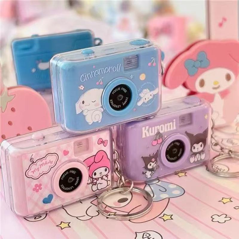 Sanrio Kuromi Cinnamoroll Светящийся брелок-маленькая камера Kawaii Melody Pochacco Брелок Камера