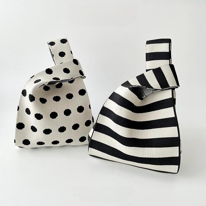 Сумка-тоут Niche Polka Dot Striped Knitted Shoulder Tote - Универсальная сумка большой вместимости