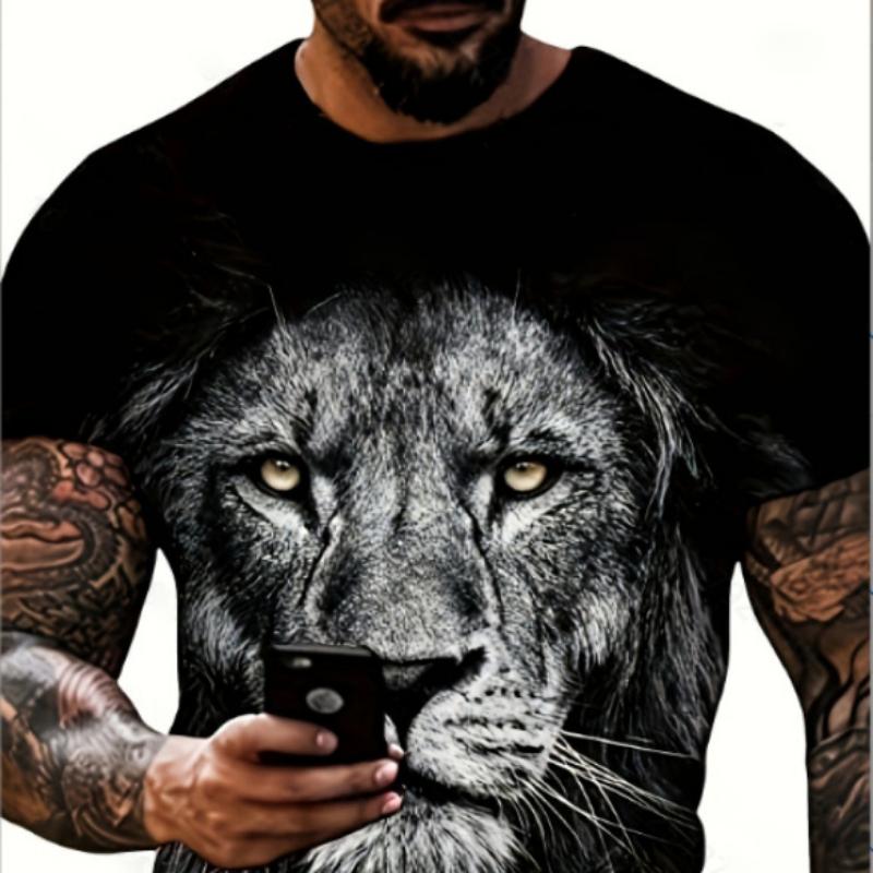 Мужская футболка с 3d принтом волка, свободная повседневная молодежная модная модная футболка с коротким рукавом с круглым вырезом