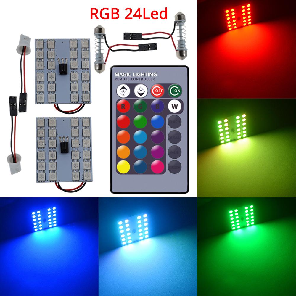 2pcs Car Led T10 5050 12/15/24/36SMD Interior Wedge RGB Panel Reading Lights Dome Auto Festoon BA9S Adapter License Plate Lamp