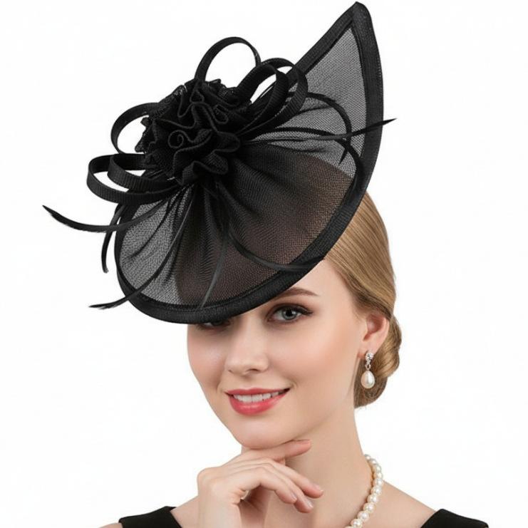 New retro imitation hemp bridal fashion head flower Jockey Club headgear socialite evening dress top hat head flower