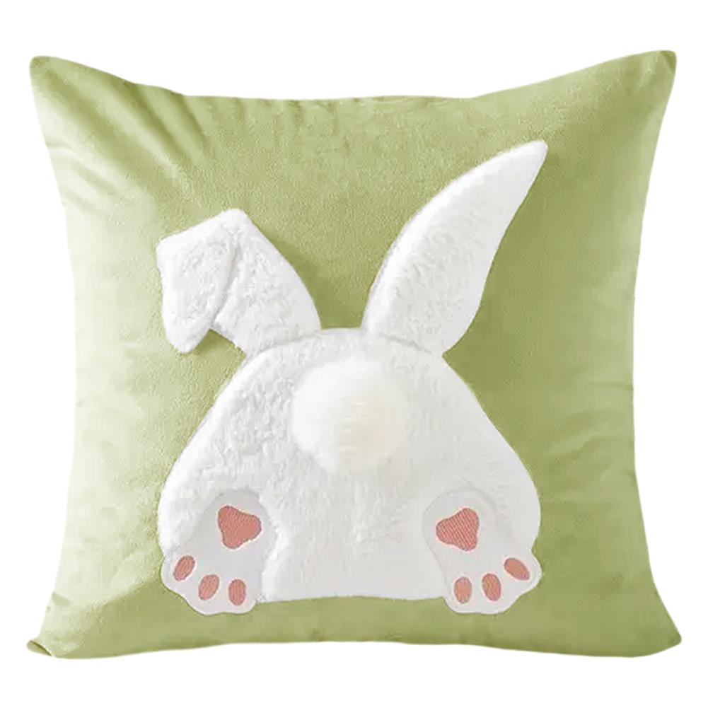 Easter Bunny Soft Cushion Case 45x45cm Bunny Faux Fur Pillow Case Rabbit Pattern Decorative Throw Pillowcase