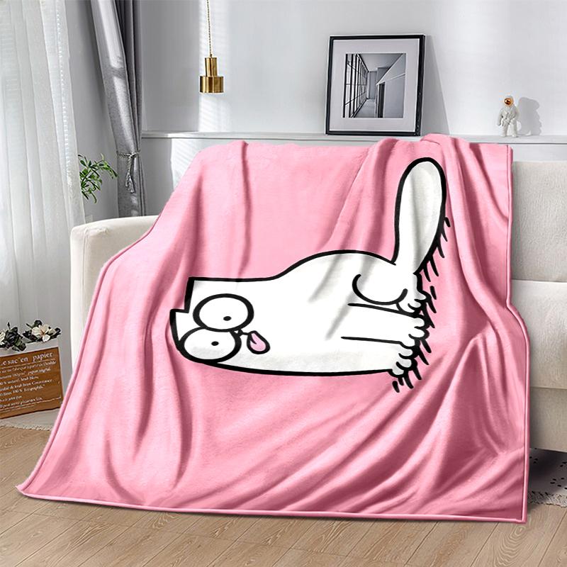 Simon's cat Flannel Blanket Soft Warm All-Season Throw, Design for Camping, Car Travel, Hiking Sofa, Bed, Office Perfect Gift for Parties