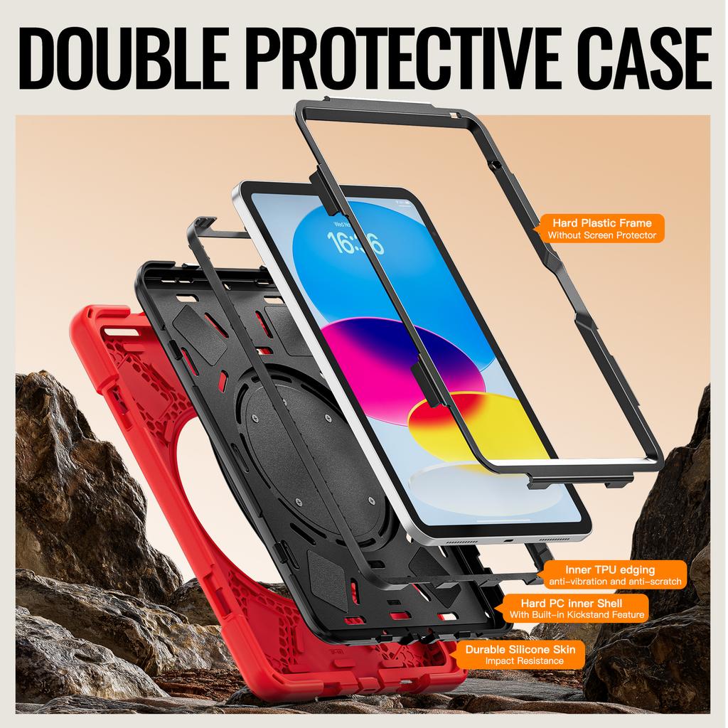 Stand Case Universal For iPad A16 2025 11th 10.9 2022 10th Gen. A3354 A3355 A3356 A2757 A2777 A2696 With Pen Slot Rotating Cover