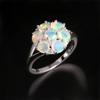 Элегантное кольцо с натуральным опалом для женщин и девочек, камень, родившийся в октябре, цветное круглое серебряное ювелирное изделие, легкий роскошный подарок
