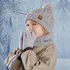 Children's Cap Scarf Gloves Three-Piece Set Coldproof Wool Cap Boys Girls Outdoor Warm Knitted Hat