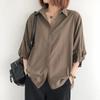 Cotton Lantern Sleeve Shirt Female Summer Korean Version Loose Large Size Thin Cotton Seven -point Sleeve Top
