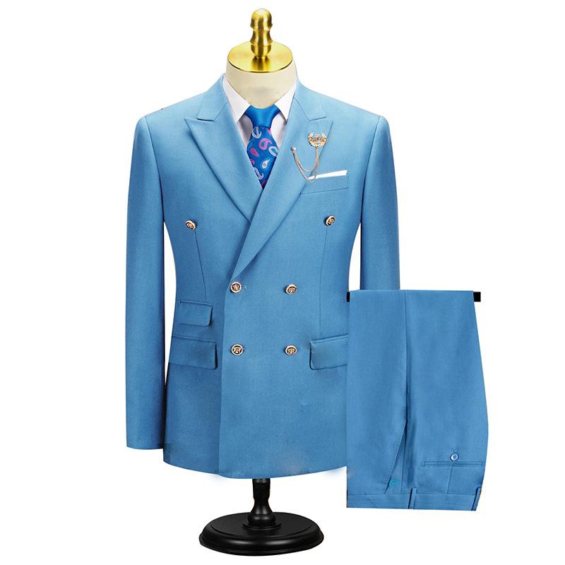 Мужской костюм Slim Fit формальный деловой рабочий костюм комплект из 2 предметов (Куртка+Брюки)
