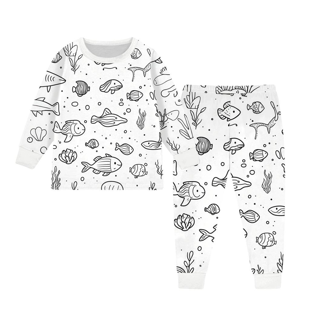 Детский раскрашиваемый брючный комплект для мальчиков и девочек, забавные наряды из 2 предметов, расписанные вручную в стиле DIY, мультяшные комплекты одежды для раскрашивания