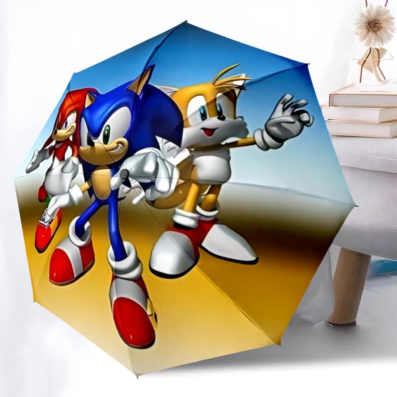 1PC Sonic The Hedgehog Print Umbrella, Featuring Automatic Folding, And Shielding. This Sturdy And Durable Umbrella with Eight Ribs Is Convenient for