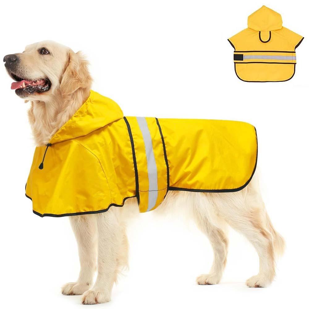 High Visibility Dog Hooded Raincoat Waterproof Pet Rain Jacket Dog Rain Cloak Labrador Retriever