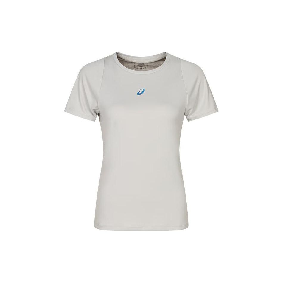 Asics Breathable Comfortable Round Neck Short Sleeve T-Shirt Women Tops Light-Gray 2032C917-021