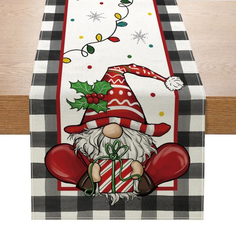Linen Christmas Table Runner Snowman Xmas Tree Home Dining Table Cover Tablecloth 2025 Navidad Noel Christmas Decorations 2025