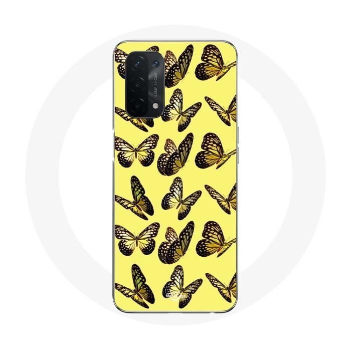 Coque - Oppo - A54 5G - Papillons - Jaune - Souple