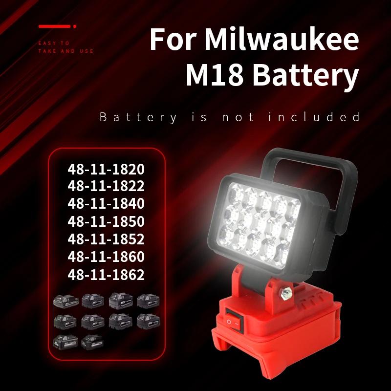 Светодиодный фонарь для аккумулятора Milwaukee M18 Портативный прожектор Беспроводной для наружных работ Рыбалки Ручной Аварийный инструмент Фонарь Без аккумулятора