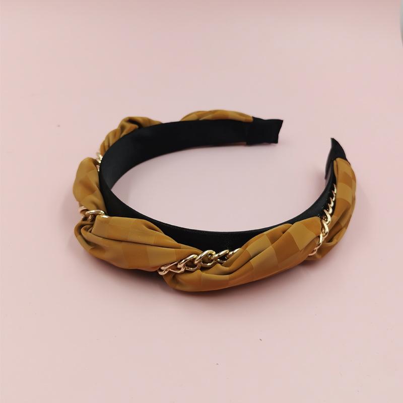 Cross-border New Color Matching Plaid Twist Chain High-end Metal Feeling Handmade Geometry Wires Fashion Women's 13CM Headband