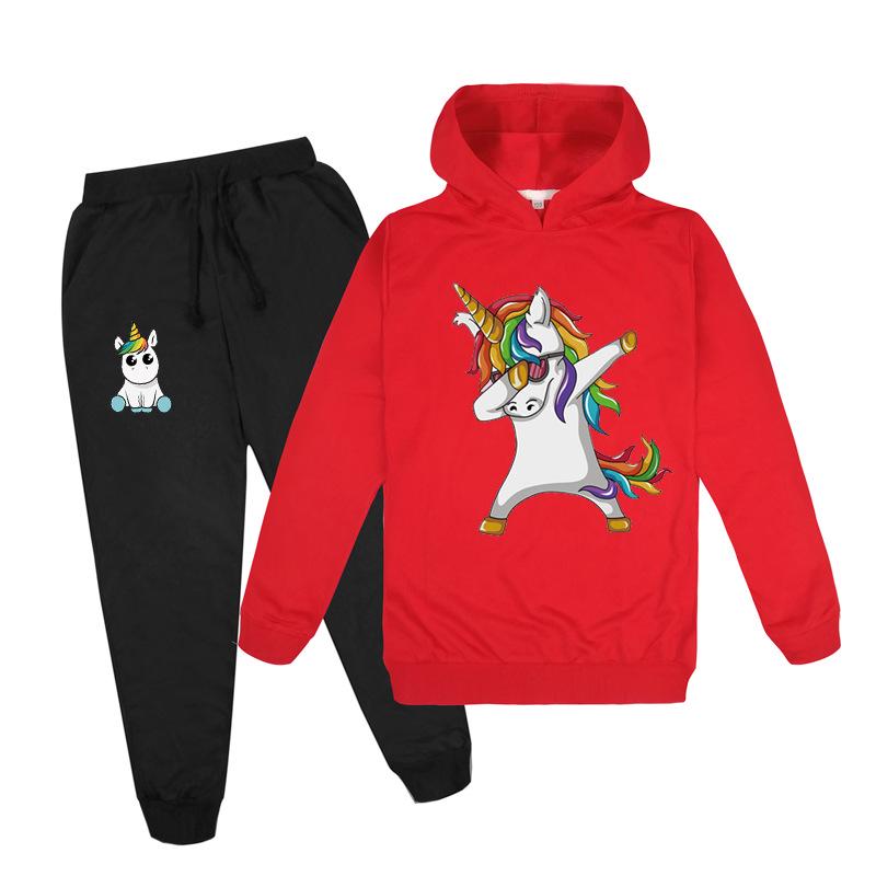 Kids Boys Girls Cute DAB Unicorn Hoodies Pants Suit Cartoon Children's Clothing Sweatshirts Casual Fashion Pullover