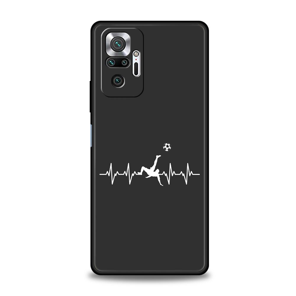 Чехол для телефона для Xiaomi Redmi Note 14 13 12 Pro Plus 5G 9S 9 10 11 4G 14C 13C 12C 10C 9C 9A Мягкий чехол Футбольное сердцебиение