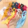 Bow Streamers Hair Ring Fashion Ribbon Girl Hair Bands Scrunchies Ponytail Solid Loop Hair Accessories HEADWEAR