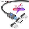 USLION Магнитный кабель Micro USB Type C, 1 м, 3 А, для быстрой зарядки для iPhone 11, зарядные устройства Samsung, магнитный быстрый кабель, адаптер для шнура передачи данных USB C