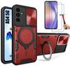 Case and Tempered Glass - Booling - for Samsung Galaxy A54 5G - Red - Anti-Scratch - Ring Holder