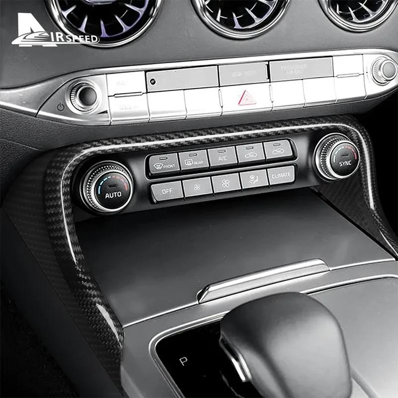 Настоящая крышка из углеродного волокна для Kia Stinger 2018 Леворульный автомобиль Центральная рамка кондиционера Аксессуары для отделки интерьера