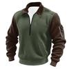 Men's Solid Color Corduroy Zipper Neck Long Sleeve Top Men's Casual Lapel Top