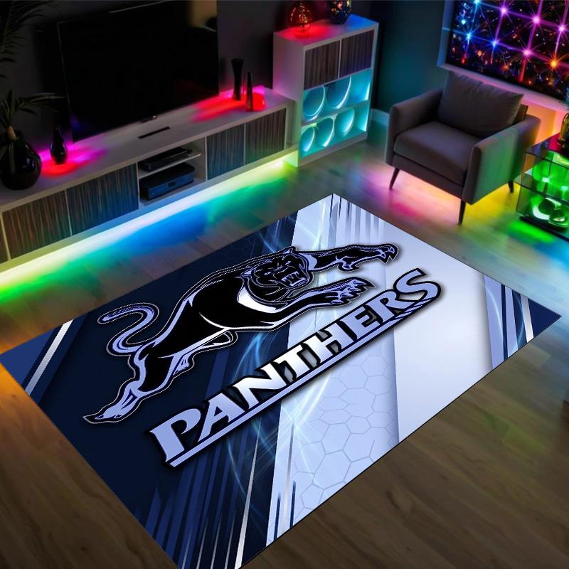 Penrith Panthers Design Crystal Velvet Carpet Cozy Non?Slip Printed Rug For Bedroom Living Room Entrance