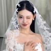 Романтическая свадебная кружевная фата с цветочной вышивкой, иллюзионная свадебная прическа, фото