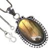Pendant Multi Fire Labradorite Gemstone Valentine'Day Silver Jewelry 2.5"