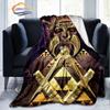 Print Freemasonry Flannel Blanket Masonic Air Conditioning Sofa  Portable Travel Camping   Suitable for All Season