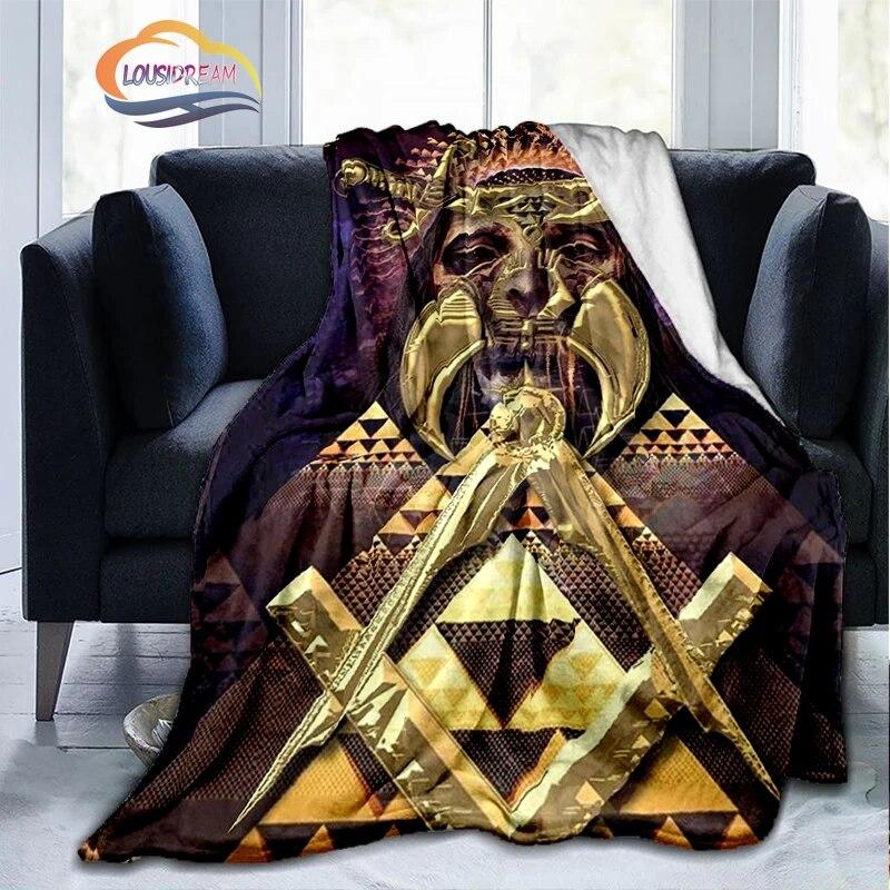 Print Freemasonry Flannel Blanket Masonic Air Conditioning Sofa  Portable Travel Camping   Suitable for All Season
